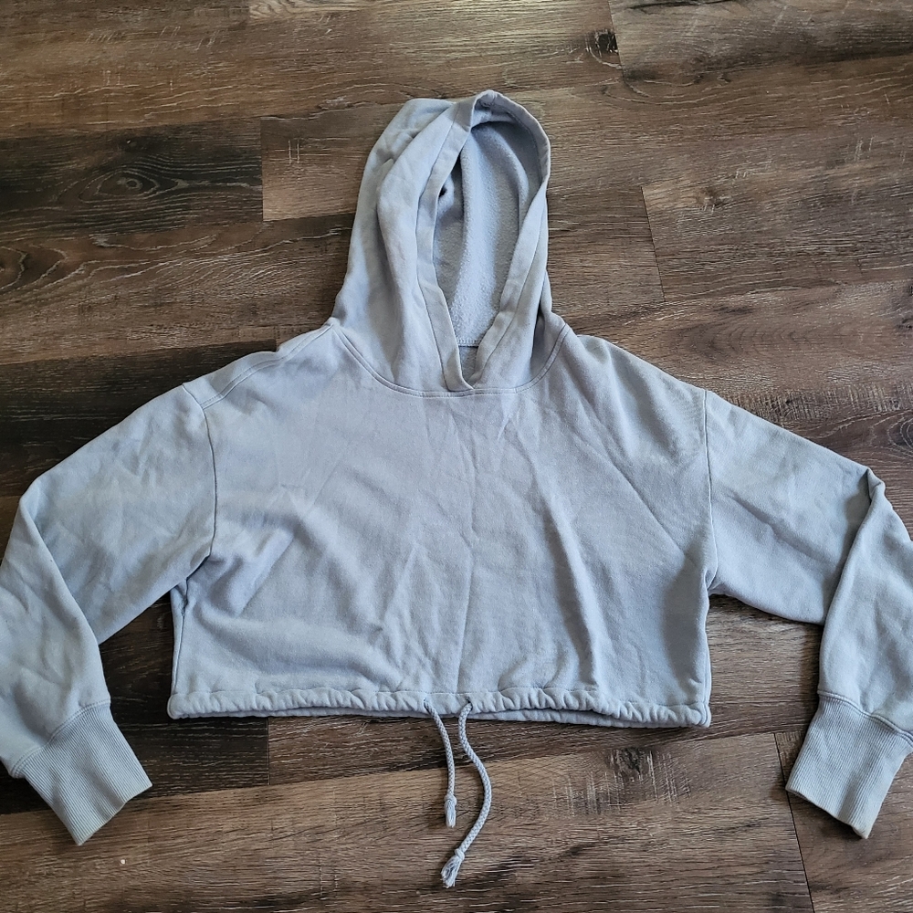 🌷🩵Cropped Fleece Drawstring Hoodie🎀